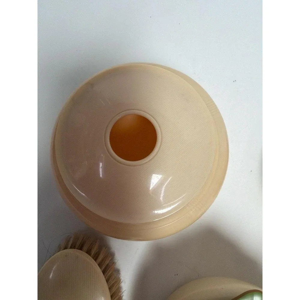 Vintage Art Deco Celluloid Vanity Set with Hair Receiver, Powder Jar, Trinket Bo